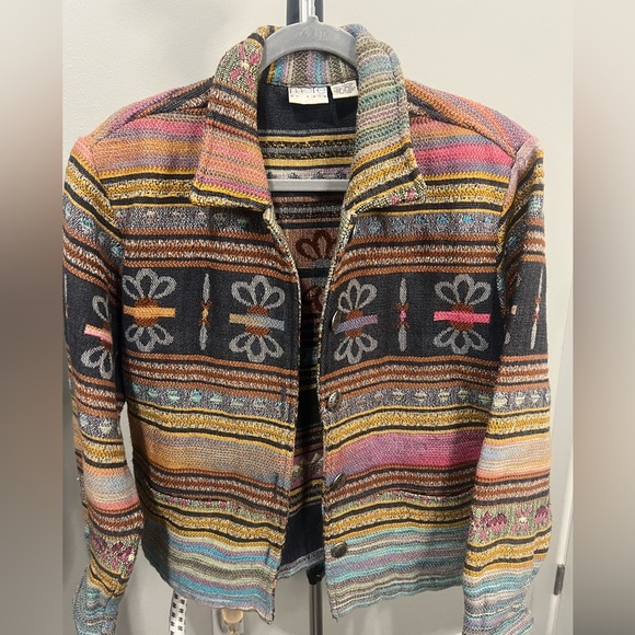 More by Lata Vintage Women Tapestry Jacket M Boho Aztec Southwestern Woven Multi - Picture 1 of 11
